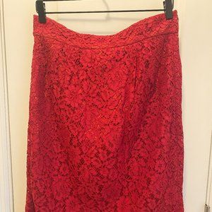 J Crew Crochet Pencil Skirt Red